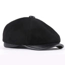 Men's Genuine Leather Beret Hat Warm Winter Hat for Casual Wear