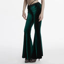 Women Gothic Gradient Slim fit Flared Pants Front Crotch Pleat Design Trousers