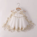 Girls Elegant Dresses Cape Golden Embroidery Child Ceremonial Party Frocks Baby Princess Gown 1-5 Years