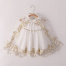 Girls Elegant Dresses Cape Golden Embroidery Child Ceremonial Party Frocks Baby Princess Gown 1-5 Years