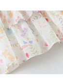 Autumn Long Sleeve Mini Dress Woman Slim Chic Floral Print Square Neck Ruffle Tie Short Fairy Dress Female