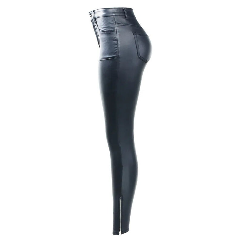 Street Black Leather Warm Fleece Pants Women Trousers Jeans For Women Trend