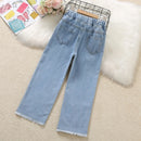 Children Kids Jeans Girl Classic Denim Pants Loose Casual Toddler Child Wide Leg Jeans Long Trousers for Teenage
