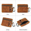 Vintage Leather Coin Purse With Keychain Men Women Mini Short Wallet Card Holder Change Purse Storage Bag
