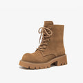 Ankle Boots Women Suede Lace up Platform Outdoor Short Booties Female