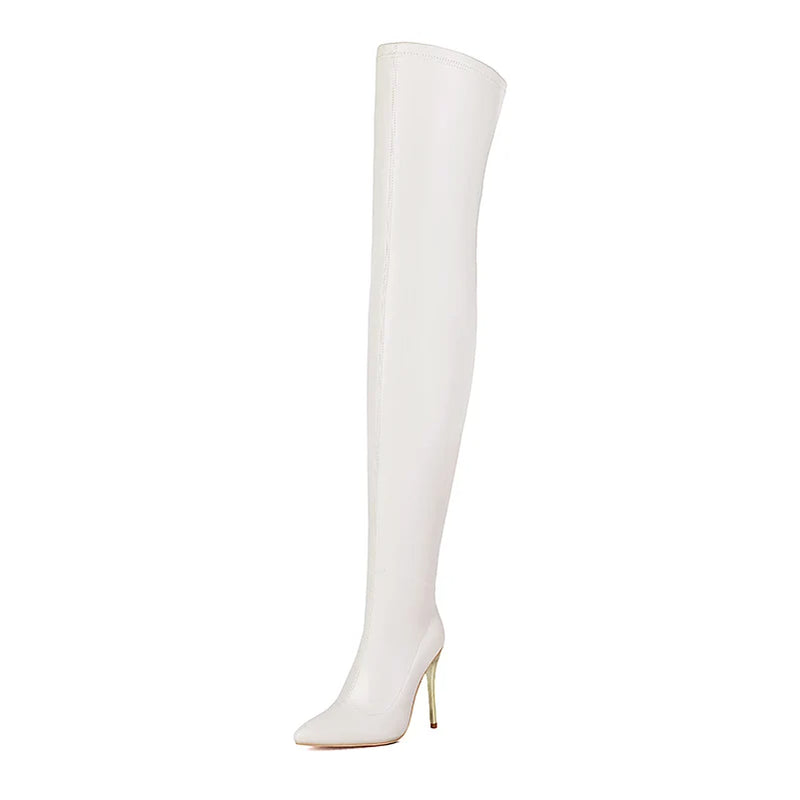 Boot Tube Height Pointed High Metal Thin Heel Tight Elastic Boot Breathable Inner Zipper Slip On Boot