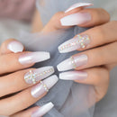 Pearl Pink Press On Nails Super Long Ballerina Thin Gel Nails Fake Artificial Fingernails