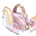Shinning Crystal Mid Heel Gold Newest Shoes and Bag Set
