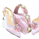 Shinning Crystal Mid Heel Gold Newest Shoes and Bag Set