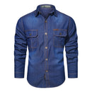 Men's Spring Denim Thin Shirt Soft Cotton Slim Fit Jeans Cowboy Streetwear Male Autumn Shirts