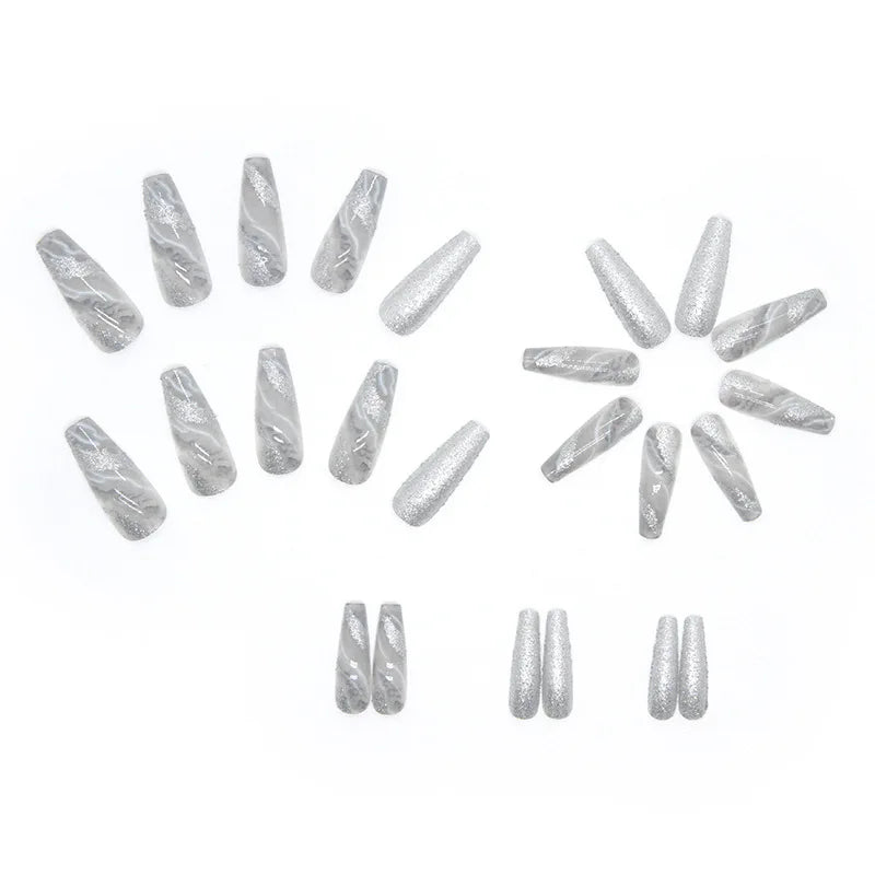 24-piece Long Minimalist Flash Finger nail