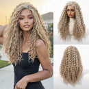 Topshe HD 13x4 Lace Front Blonde Wig Deep Curly Synthetic Hair Invisible Melted Lace Pre-Plucked Glueless Wig for Women