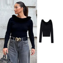 Fur Collar Women's Sweater Knitted Pullovers Sweaters Autumn Knitwears Long Sleeve Top