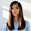 Lace Chocolate Brown Short Bob Human Hair Wigs 13x4 Bone Straight Pre Plucked Lace Front Wig For Women