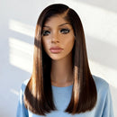 Lace Chocolate Brown Short Bob Human Hair Wigs 13x4 Bone Straight Pre Plucked Lace Front Wig For Women