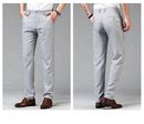 Men Dress Pants Elastic Wrinkle-Free Tailored Trousers Men Smart Casual Loose Straight Pants Thin