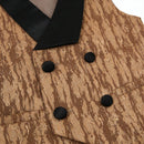 Close-up of a camouflage-patterned vest with black buttons on a white background, Obroi