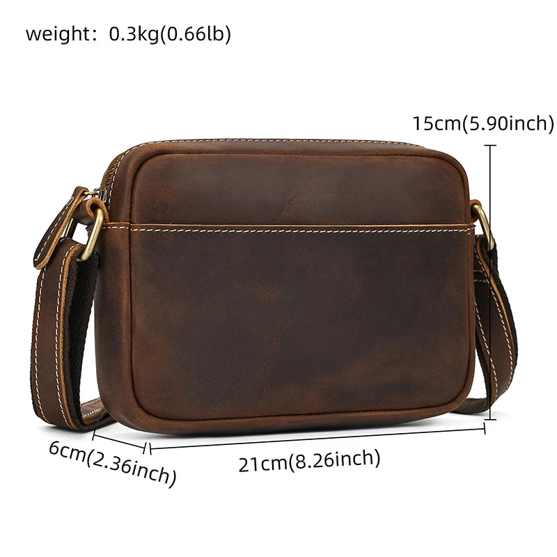Genuine Leather Men Shoulder Bag Vintage Messenger Bag Mini Crossbody Bag