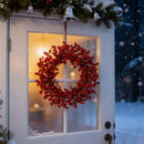 Red Berry Artificial Christmas Wreath - 17.5Inch Durable Realistic Details Indoor Outdoor Door