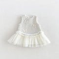 Fall Winter Girls Tweed Style Dress | Bow Tulle Princess Gown | Thick Party Dress