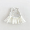 Fall Winter Girls Tweed Style Dress | Bow Tulle Princess Gown | Thick Party Dress