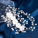 Pottery Flower Pearls Hair Combs Handmade Crystal Wedding Hair Jewelry Accessories Bride Hairpieces