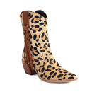Leopard Wood Grain Thick Heel Tassel Thin Strap Slip-On Plush Lining Boots
