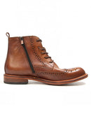 Handmade Vintage Carving High Top Brogue Shoes Men Genuine Leather Boots Casual Men Short Boots