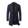 Navy blue coat with patterned lining on a white background, Obroi