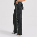 Chic Women Casual Loose Straight Cargo Jeans Pants Female Wide Leg Denim Trousers