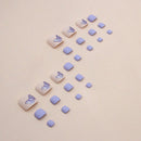 24Pcs Toenails Purple Butterfly Printed Short Square Press On Nails Women and Girls Summer Charm Manicure for Foot