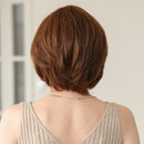 Short Straight Lace Front Human Hair Wigs with Bangs for  Bob Natural Wavy Layered Wigs