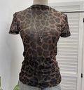 Women T-shirt Mock Neck Short Sleeve Perspective Slim Mesh Tees Summer