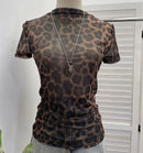 Women T-shirt Mock Neck Short Sleeve Perspective Slim Mesh Tees Summer