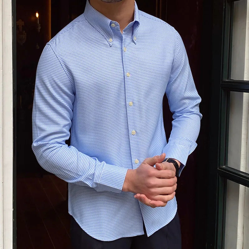 Men Shirt Tuxedo Shirt Lattice Shirts Men Cuba Collar Shirt