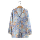 Women Spring V-Neck Blouse Long Sleeve Tops Oversize Curve Clothes