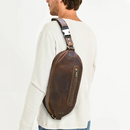 Genuin Leather Men Chest Bag Vintage Sling Bag For Men Crossbody Travel Single Shoulder Bag