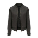 Black jacket with white stripes on sleeves on a white background, Obroi