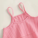 Kids Girls Clothes Suits Solid Color Ruffles Sleeveless Sling Tank Tops and Elastic Waist Pleated Wide-Leg Pants 2Pcs Set