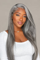 Salt and Pepper Gray human hair Straight 13x4 HD Lace Front Human Hair Wigs Pre Plucked Colored Lace Frontal Wig