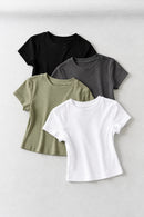 Summer Women T-shirt Slim Skinny Crop Tops