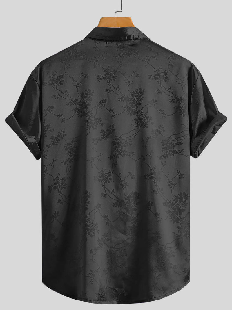Men's Embroidered Shirt  Short Sleeve Shirt Casual Summer Beach Button Down Shirts