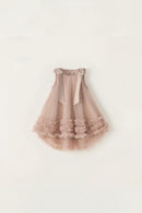 Summer Kids Girl Dress Big Satin Bow Strap Sleeveless Dress Princess Birthday Mesh Sundress