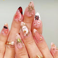 24pcs French Almond Nails Halloween Theme Women Girls Nail Cartoon Pumpkin Ghost Press On Nais