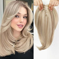 Brown Highlight Layered Hair Toppers Clip in Hair Topper for Thin Hair Swiss Base Natural