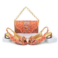 Rhinestone Decoration Peep Toe Low Heels Lady Shoes and Bag Set for Party Wedding Crystal Pumps
