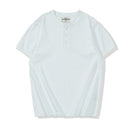 Summer Men Heavy Cotton T Shirt Solid Round Neck Short Sleeve Basic Shirt Male Leisure Knitted Henry Tshirt