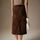 Skirt For Women Winter Front Split Waist Loop