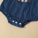 Newborn Girl Bodysuit Outfit Embroidery Rainbow Fly Sleeve Romper with Bowknot Hairband