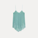 Women's round Neck Asymmetric Lace Crop Top Summer Casual Wear Fit Outerwear